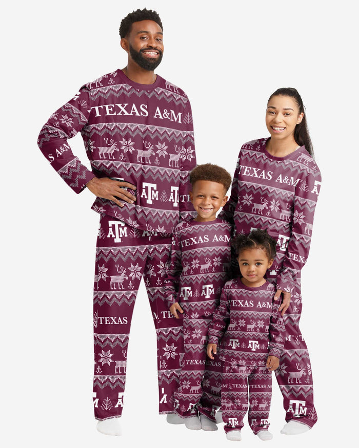 Texas A&M Aggies Womens Ugly Pattern Family Holiday Pajamas FOCO - FOCO.com