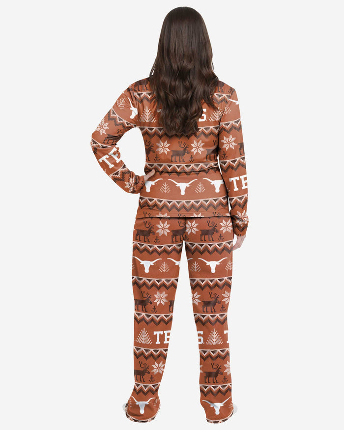 Texas Longhorns Womens Ugly Pattern Family Holiday Pajamas FOCO - FOCO.com