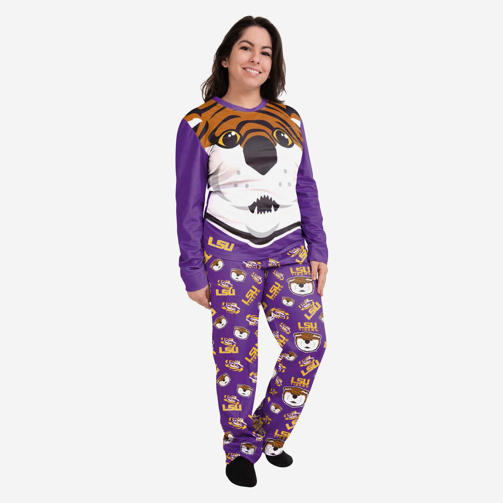 Mike the Tiger LSU Tigers Womens Mascot Pajamas FOCO S - FOCO.com