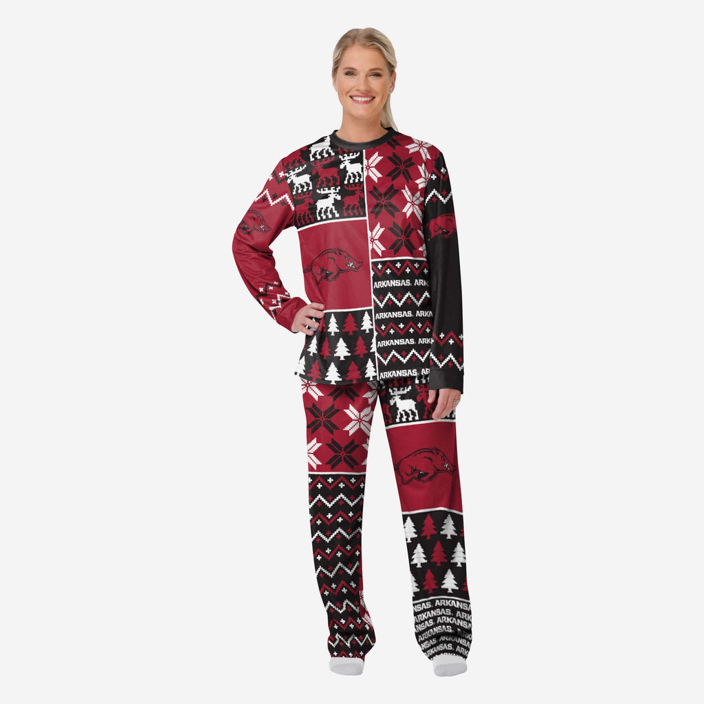 Arkansas Razorbacks Womens Busy Block Family Holiday Pajamas FOCO S - FOCO.com