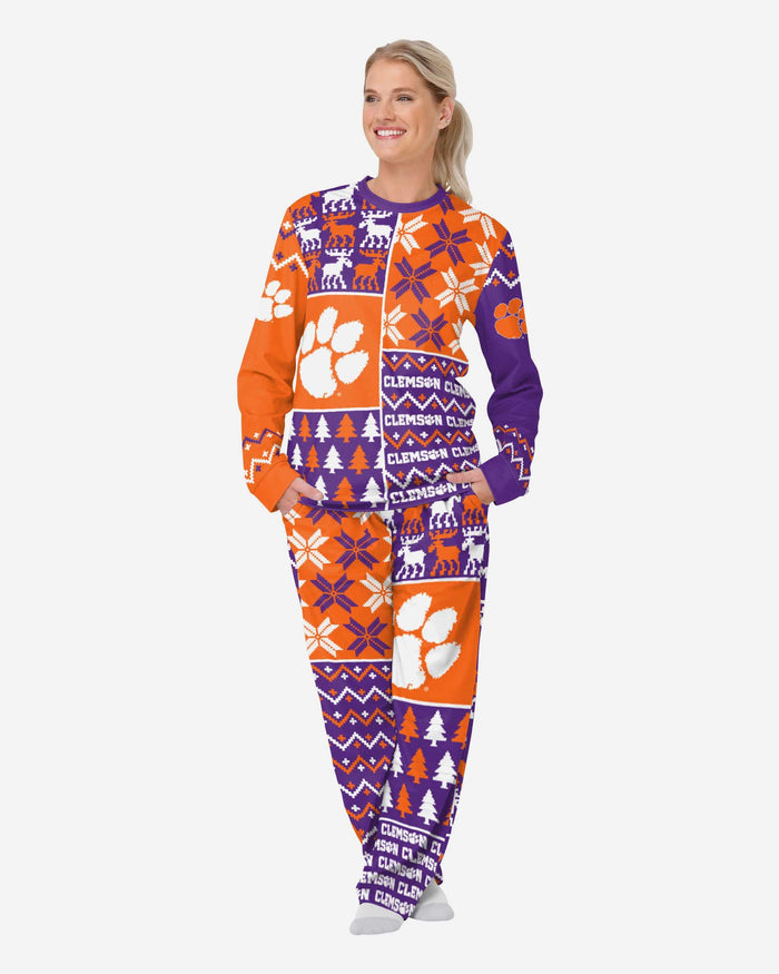 Clemson Tigers Womens Busy Block Family Holiday Pajamas FOCO S - FOCO.com