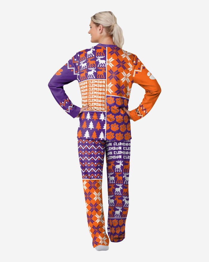 Clemson Tigers Womens Busy Block Family Holiday Pajamas FOCO - FOCO.com