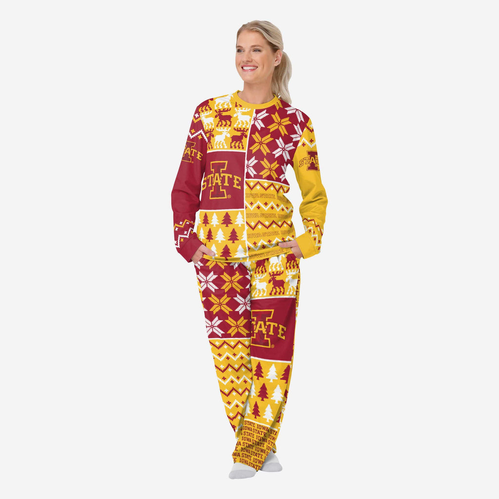 Iowa State Cyclones Womens Busy Block Family Holiday Pajamas FOCO S - FOCO.com