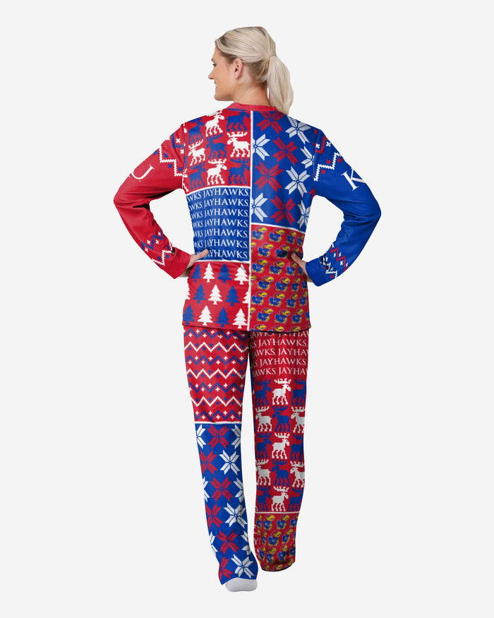 Kansas Jayhawks Womens Busy Block Family Holiday Pajamas FOCO - FOCO.com