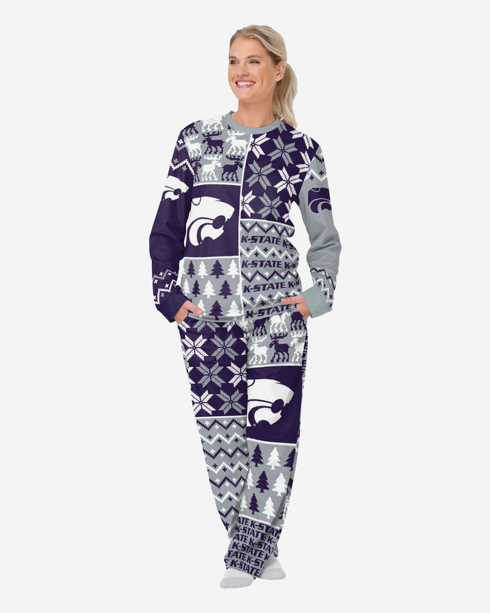 Kansas State Wildcats Womens Busy Block Family Holiday Pajamas FOCO S - FOCO.com