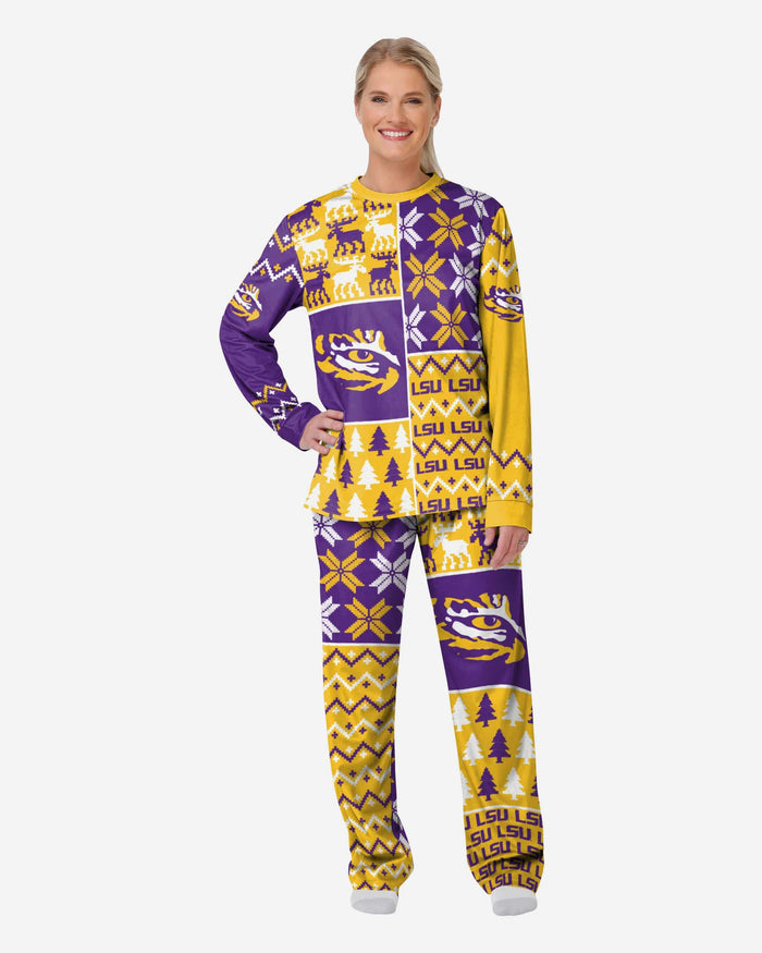 LSU Tigers Womens Busy Block Family Holiday Pajamas FOCO S - FOCO.com