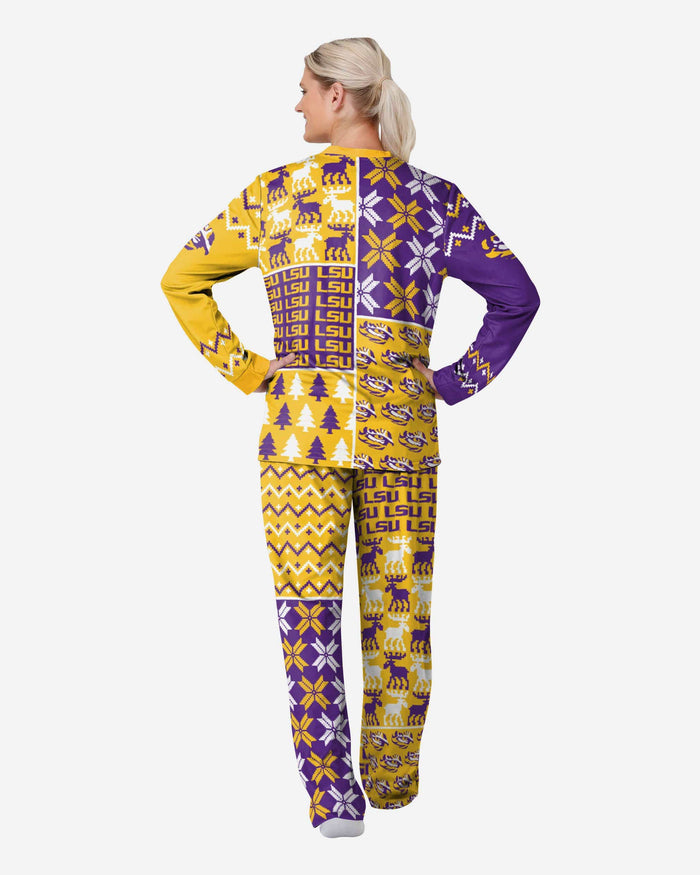 LSU Tigers Womens Busy Block Family Holiday Pajamas FOCO - FOCO.com