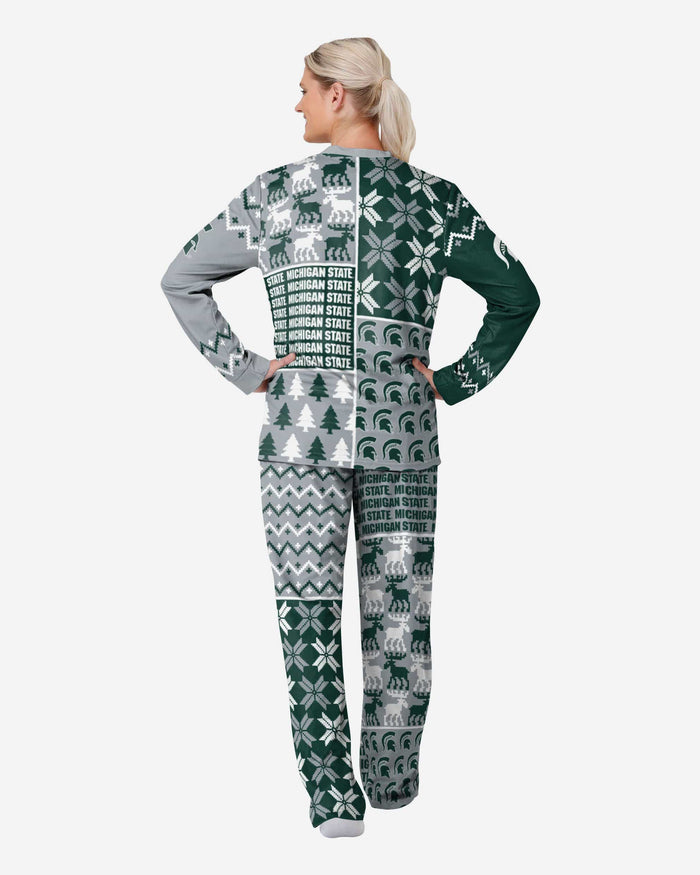 Michigan State Spartans Womens Busy Block Family Holiday Pajamas FOCO - FOCO.com