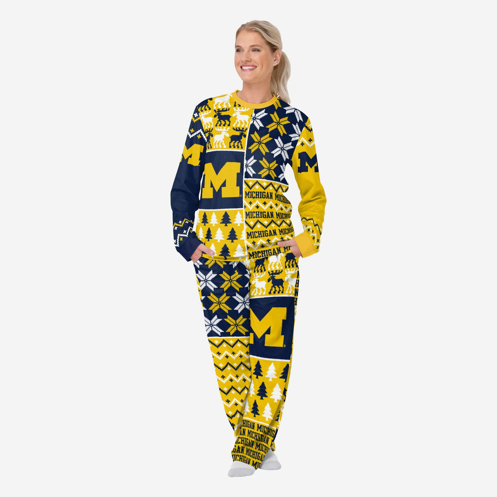 Michigan Wolverines Womens Busy Block Family Holiday Pajamas FOCO S - FOCO.com