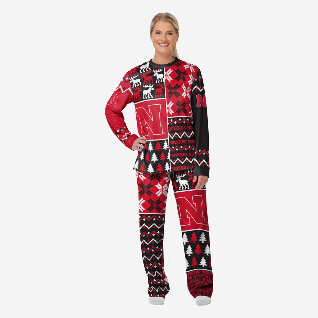 Nebraska Cornhuskers Womens Busy Block Family Holiday Pajamas FOCO S - FOCO.com