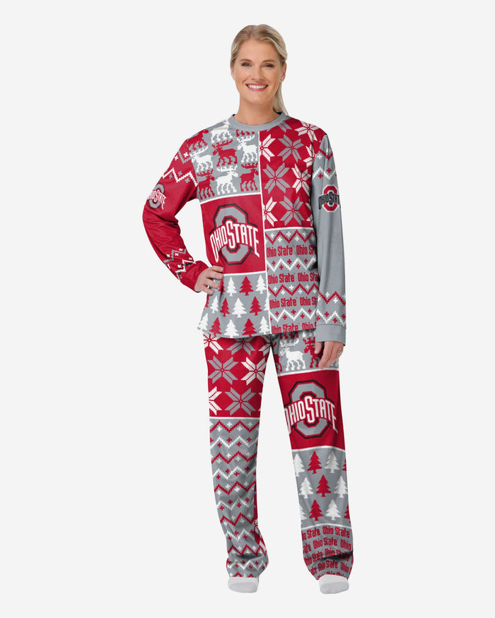 Ohio State Buckeyes Womens Busy Block Family Holiday Pajamas FOCO S - FOCO.com