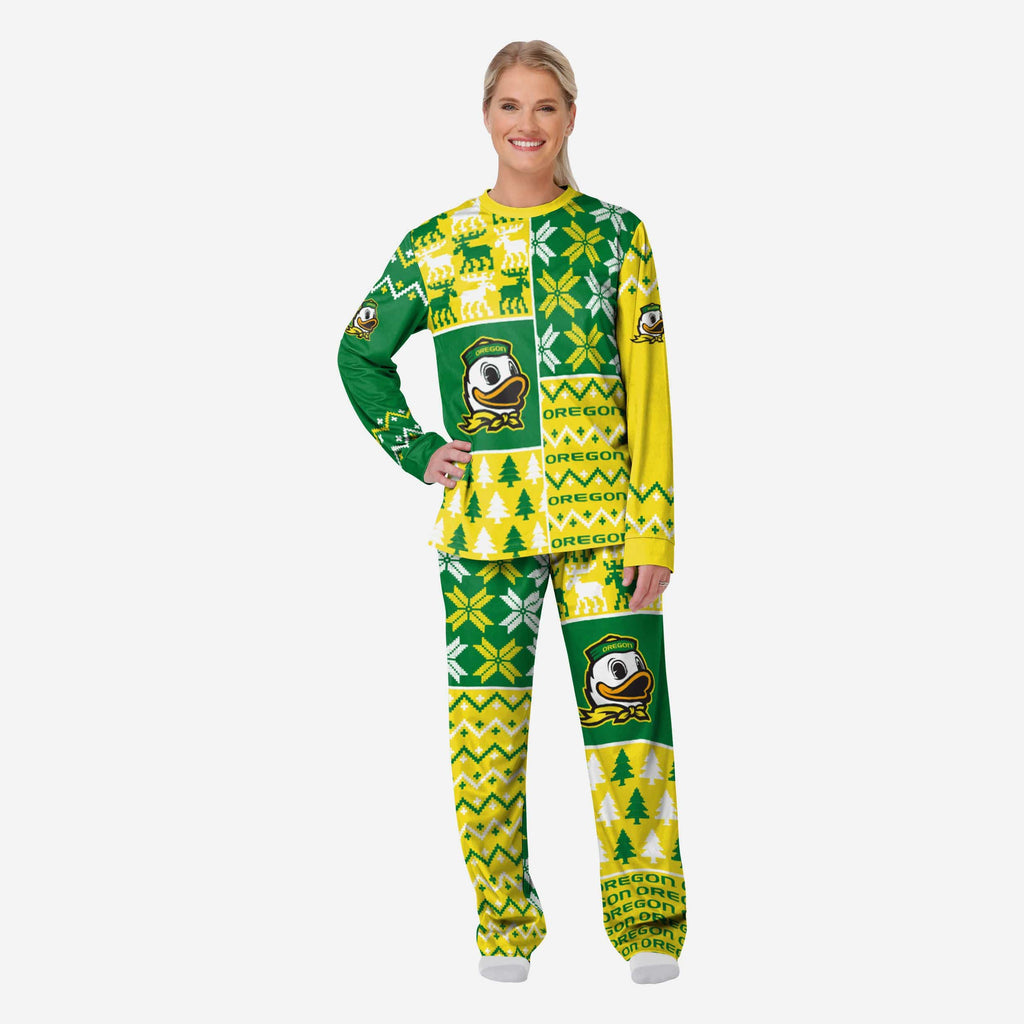 Oregon Ducks Womens Busy Block Family Holiday Pajamas FOCO S - FOCO.com