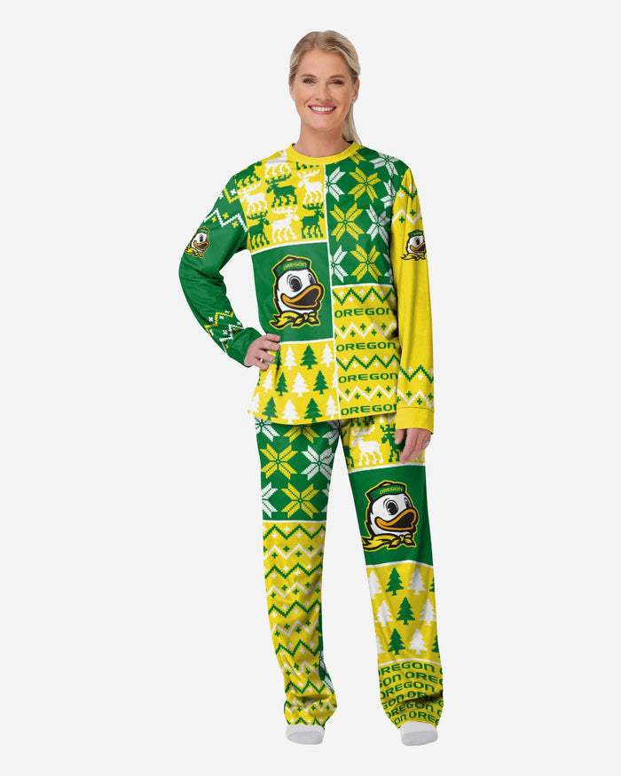 Oregon Ducks Womens Busy Block Family Holiday Pajamas FOCO S - FOCO.com