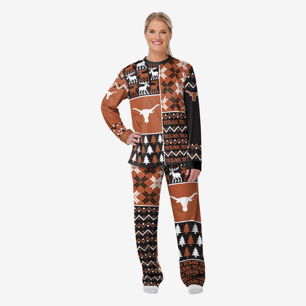 Texas Longhorns Womens Busy Block Family Holiday Pajamas FOCO S - FOCO.com