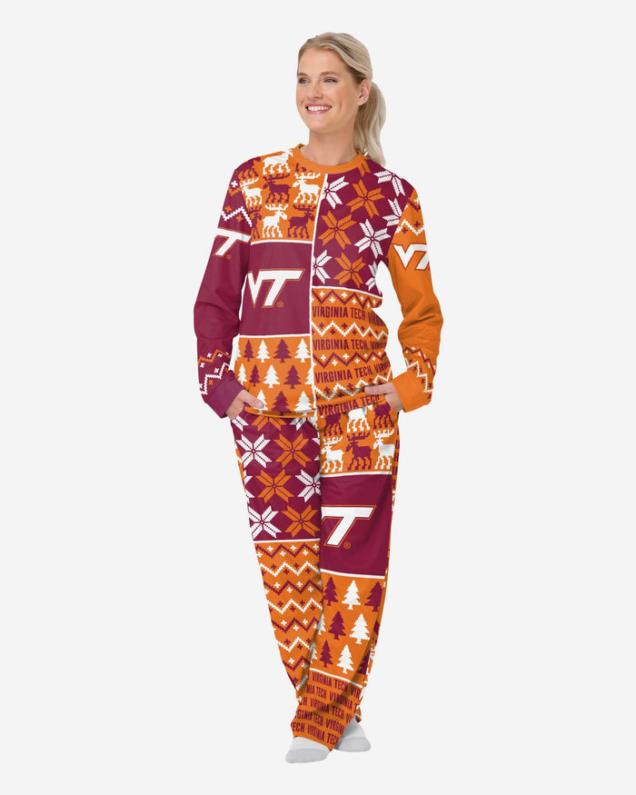 Virginia Tech Hokies Womens Busy Block Family Holiday Pajamas FOCO S - FOCO.com