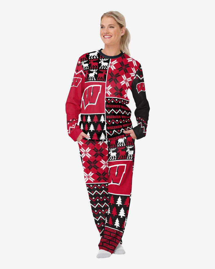 Wisconsin Badgers Womens Busy Block Family Holiday Pajamas FOCO S - FOCO.com