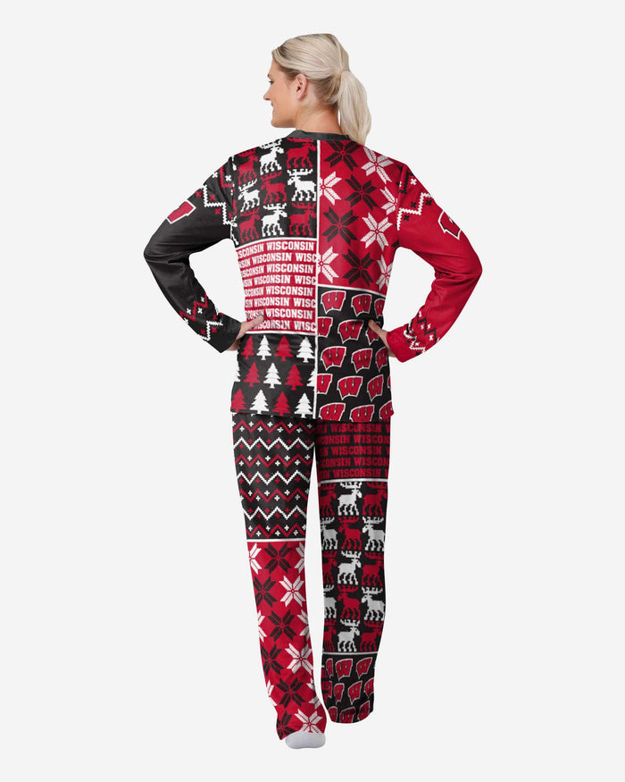 Wisconsin Badgers Womens Busy Block Family Holiday Pajamas FOCO - FOCO.com