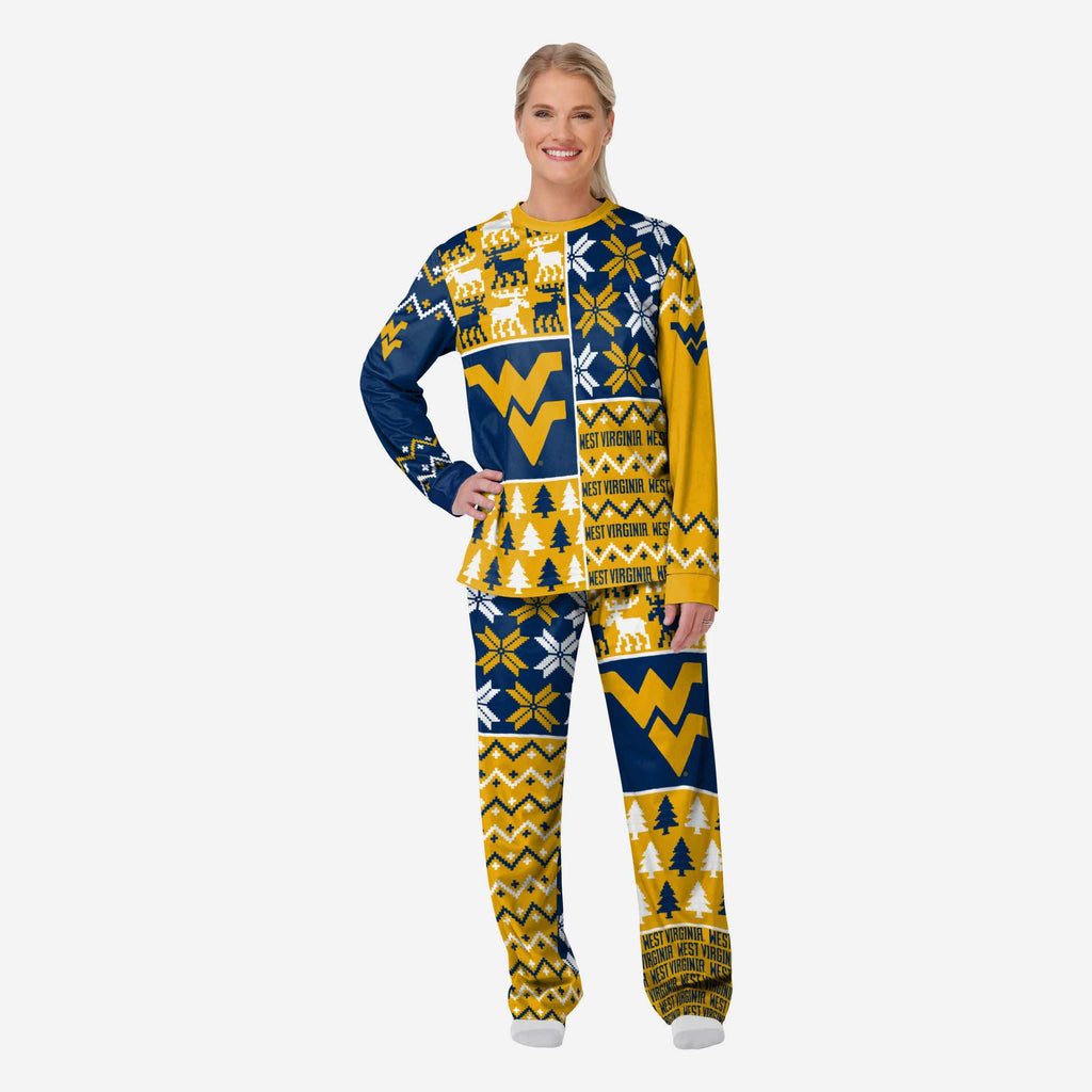 West Virginia Mountaineers Womens Busy Block Family Holiday Pajamas FOCO S - FOCO.com