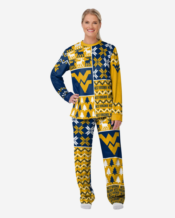 West Virginia Mountaineers Womens Busy Block Family Holiday Pajamas FOCO S - FOCO.com