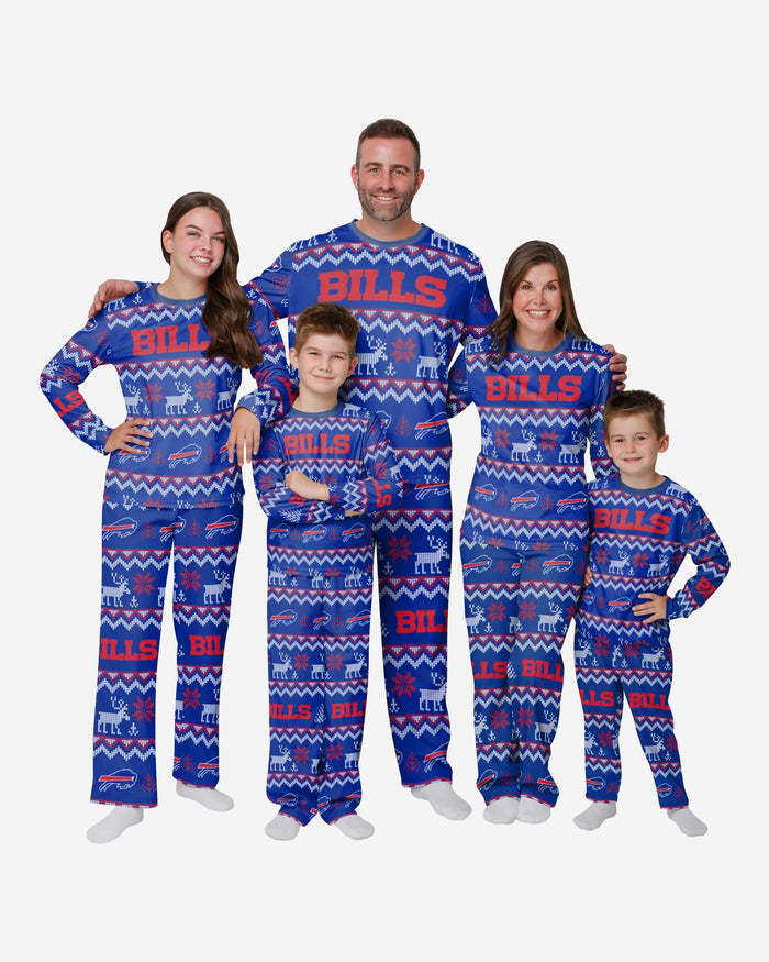 Buffalo Bills Womens Ugly Pattern Family Holiday Pajamas FOCO - FOCO.com