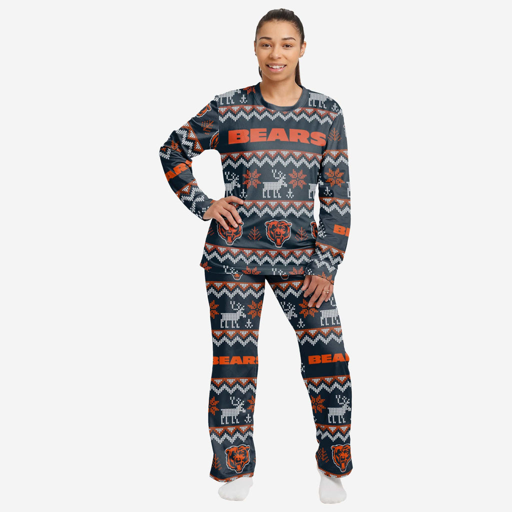 Chicago Bears Womens Ugly Pattern Family Holiday Pajamas FOCO S - FOCO.com