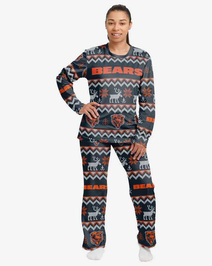 Chicago Bears Womens Ugly Pattern Family Holiday Pajamas FOCO S - FOCO.com