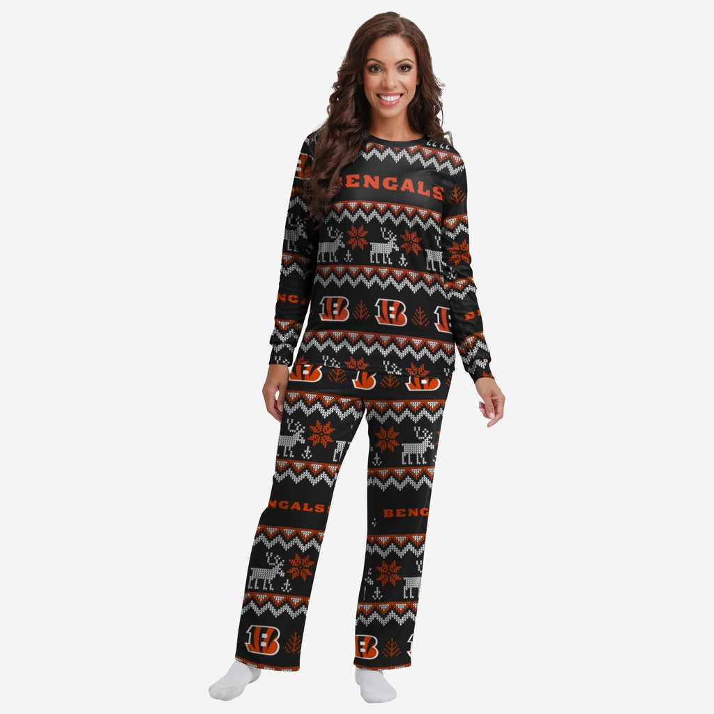 Cincinnati Bengals Womens Ugly Pattern Family Holiday Pajamas FOCO S - FOCO.com