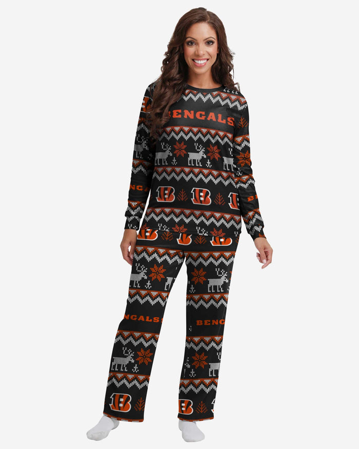 Cincinnati Bengals Womens Ugly Pattern Family Holiday Pajamas FOCO S - FOCO.com