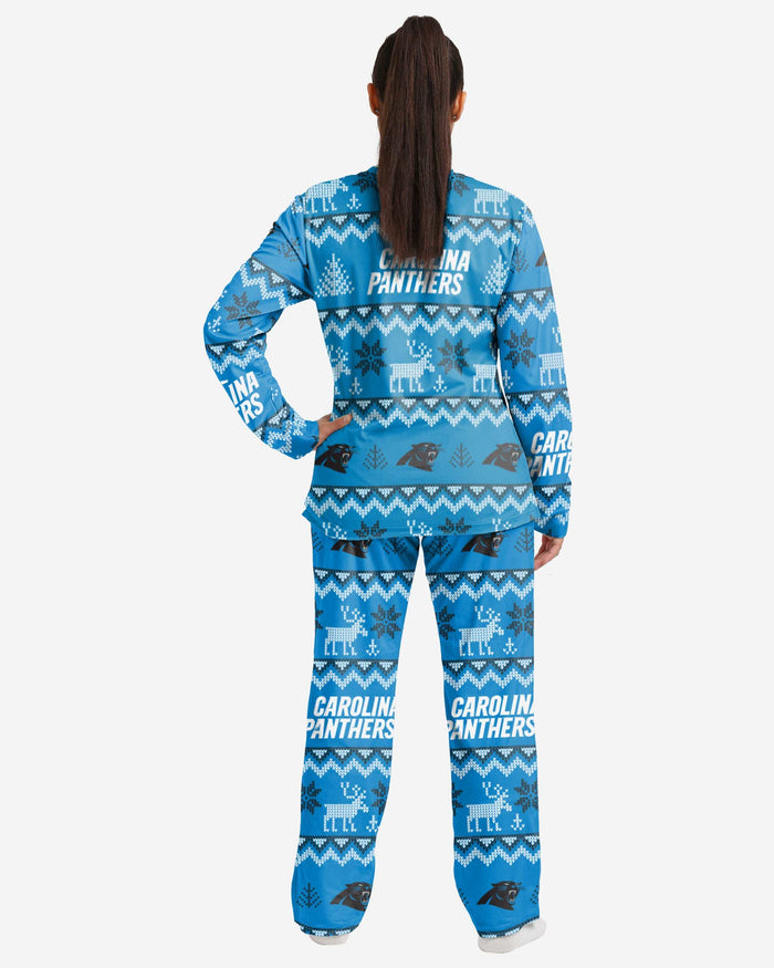 Carolina Panthers Womens Ugly Pattern Family Holiday Pajamas FOCO - FOCO.com