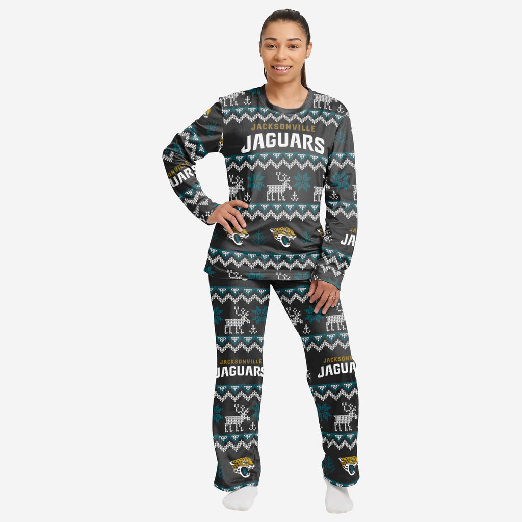 Jacksonville Jaguars Womens Ugly Pattern Family Holiday Pajamas FOCO S - FOCO.com