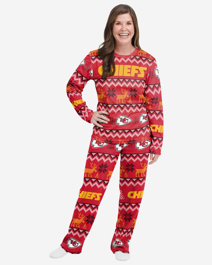 Kansas City Chiefs Womens Ugly Pattern Family Holiday Pajamas FOCO S - FOCO.com