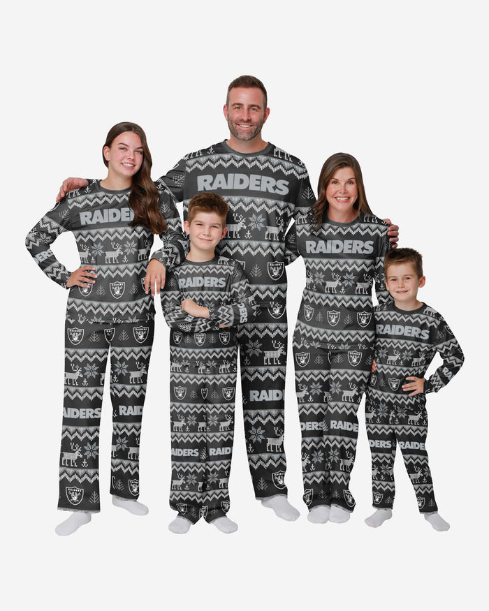 Las Vegas Raiders Womens Ugly Pattern Family Holiday Pajamas FOCO - FOCO.com