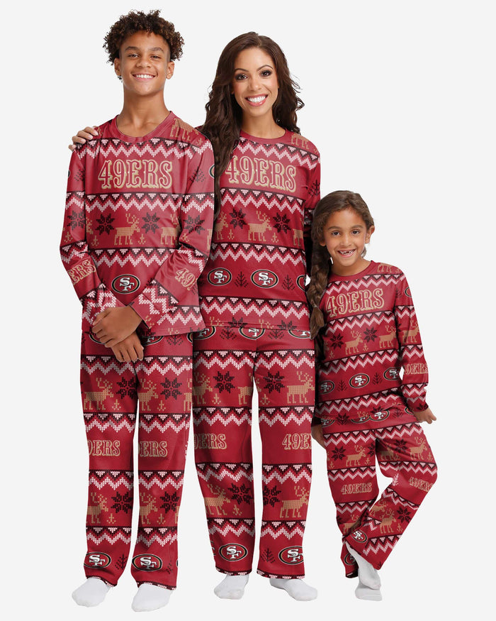 San Francisco 49ers Womens Ugly Pattern Family Holiday Pajamas FOCO - FOCO.com