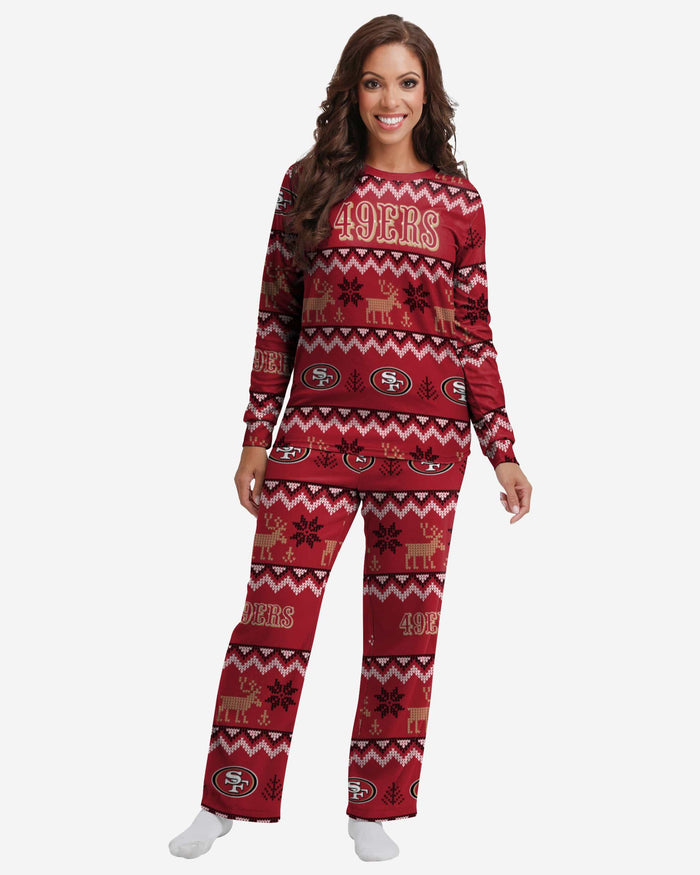 San Francisco 49ers Womens Ugly Pattern Family Holiday Pajamas FOCO S - FOCO.com