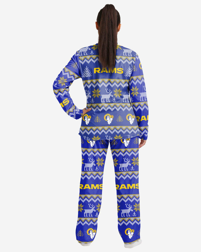 Los Angeles Rams Womens Ugly Pattern Family Holiday Pajamas FOCO - FOCO.com