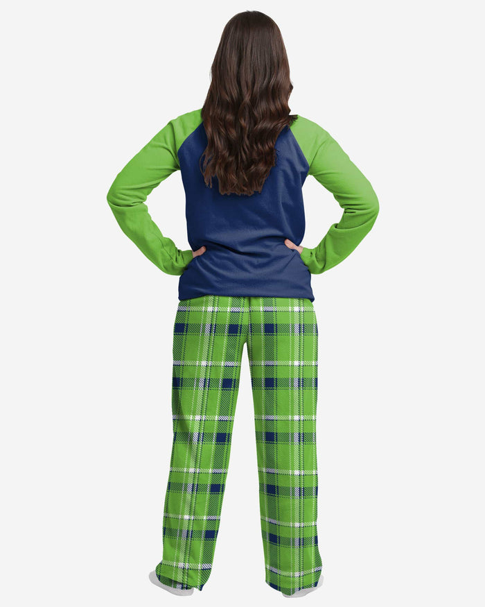 Seattle Seahawks Womens Plaid Family Holiday Pajamas FOCO - FOCO.com