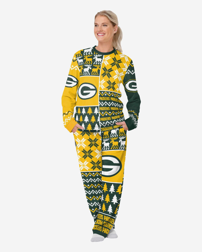 Green Bay Packers Womens Busy Block Family Holiday Pajamas FOCO S - FOCO.com