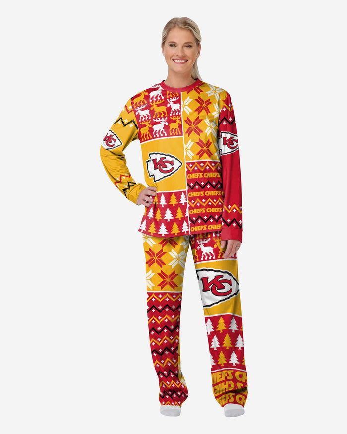 Kansas City Chiefs Womens Busy Block Family Holiday Pajamas FOCO S - FOCO.com