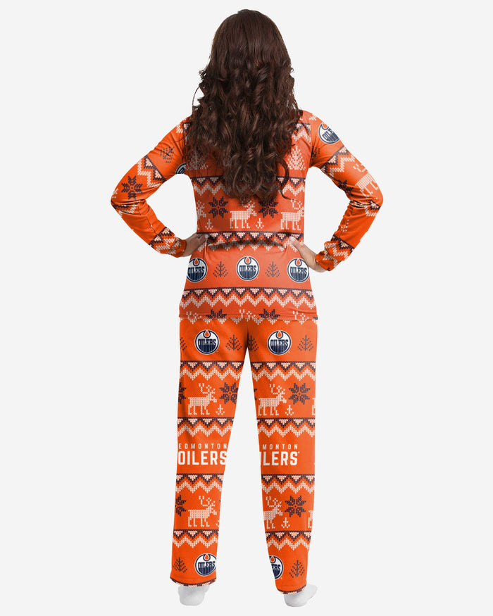 Edmonton Oilers Womens Ugly Pattern Family Holiday Pajamas FOCO - FOCO.com