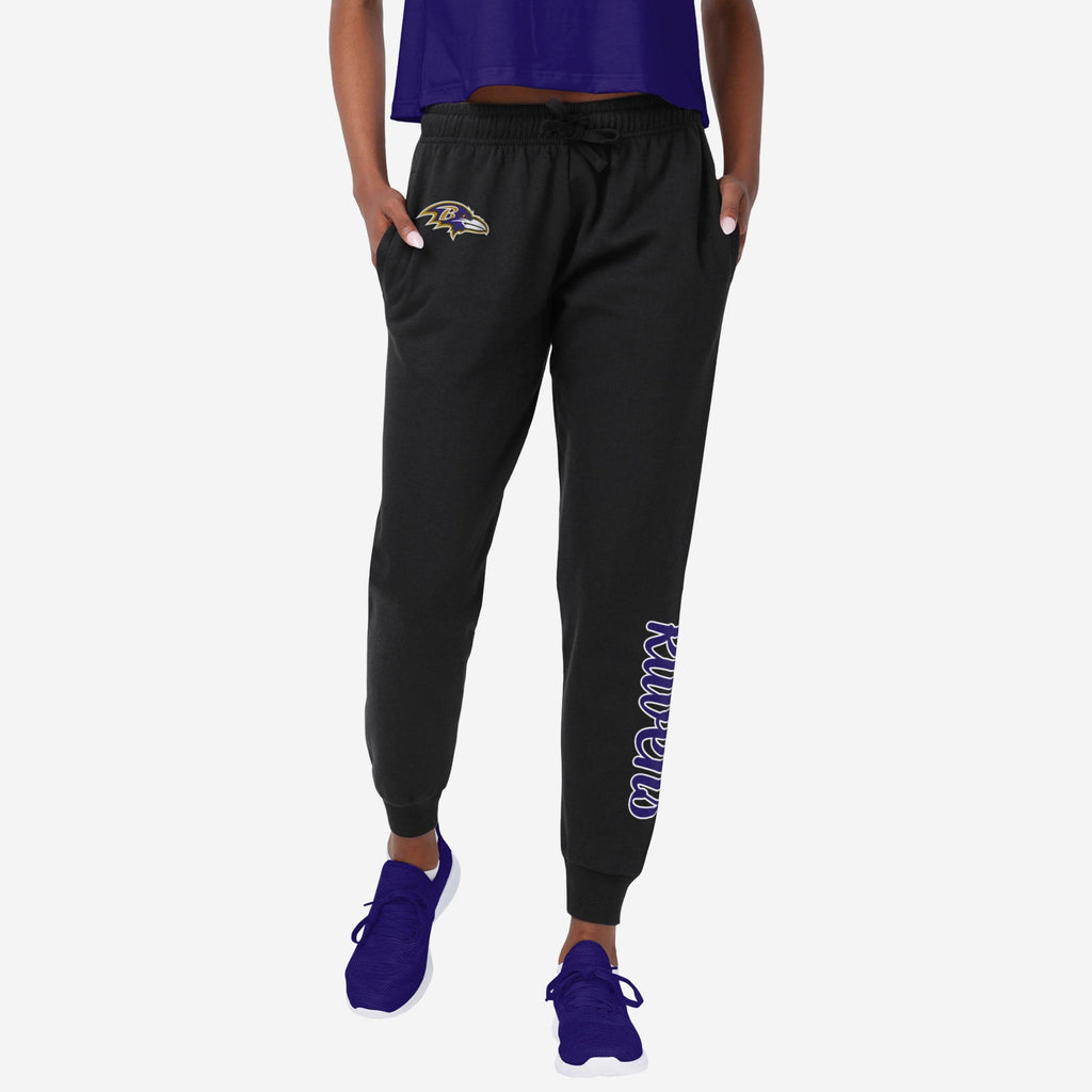 Baltimore Ravens Womens Script Wordmark Black Joggers FOCO S - FOCO.com