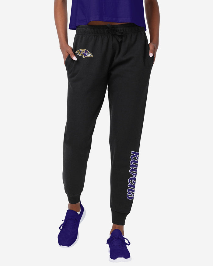 Baltimore Ravens Womens Script Wordmark Black Joggers FOCO S - FOCO.com