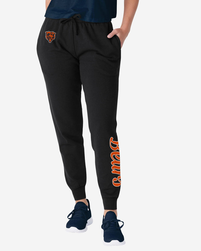 Chicago Bears Womens Script Wordmark Black Joggers FOCO S - FOCO.com