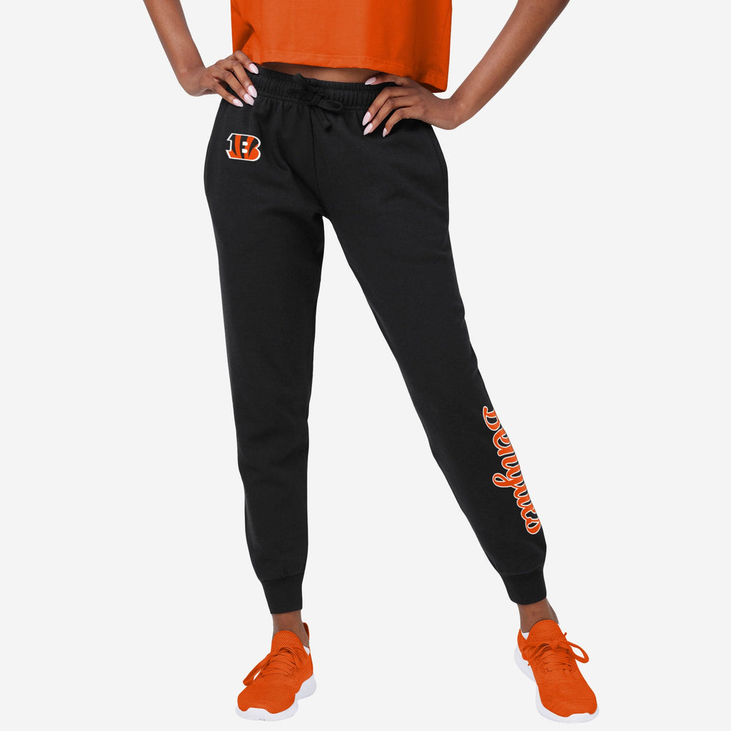 Cincinnati Bengals Womens Script Wordmark Black Joggers FOCO S - FOCO.com