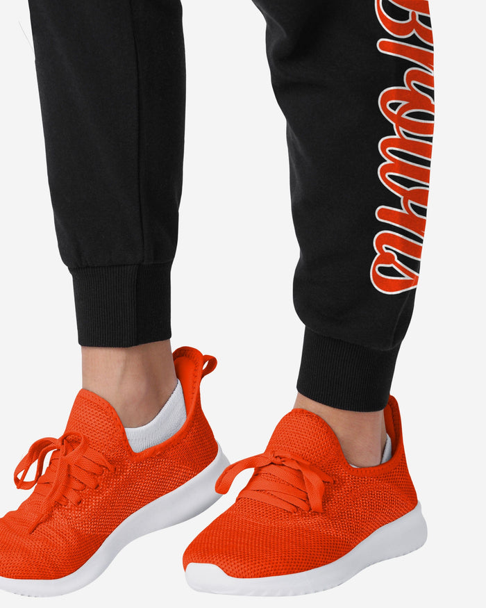 Cleveland Browns Womens Script Wordmark Black Joggers FOCO - FOCO.com