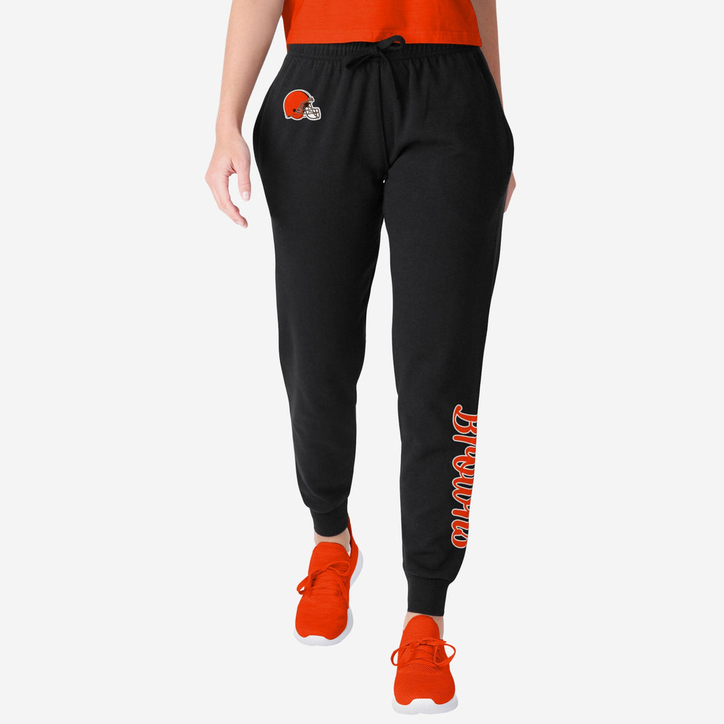 Cleveland Browns Womens Script Wordmark Black Joggers FOCO S - FOCO.com