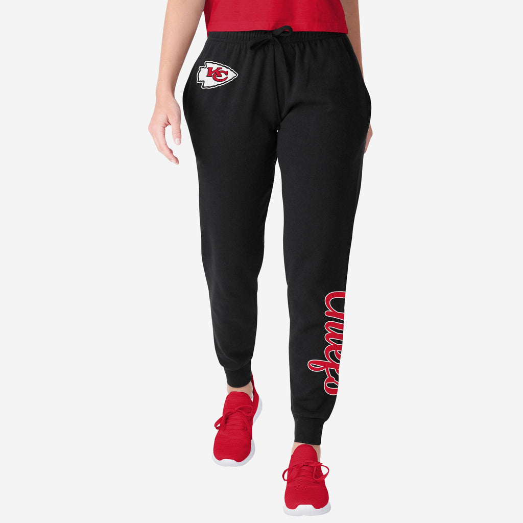 Kansas City Chiefs Womens Script Wordmark Black Joggers FOCO S - FOCO.com