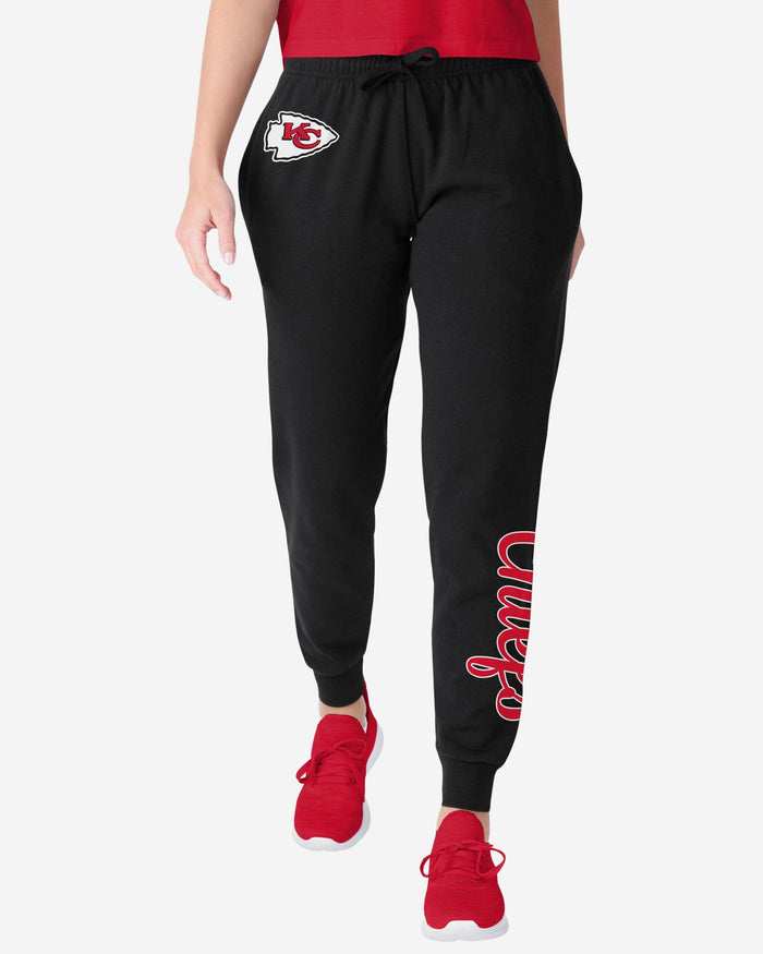 Kansas City Chiefs Womens Script Wordmark Black Joggers FOCO S - FOCO.com