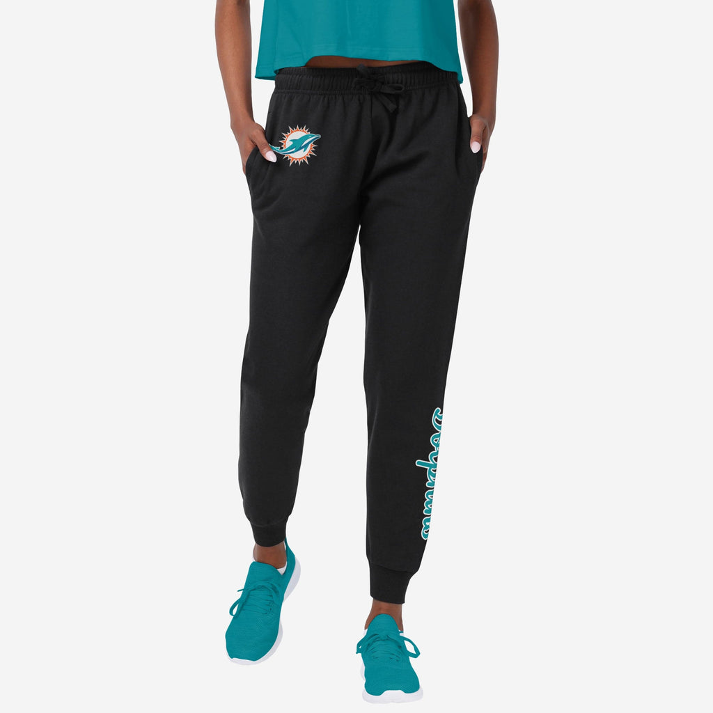 Miami Dolphins Womens Script Wordmark Black Joggers FOCO S - FOCO.com