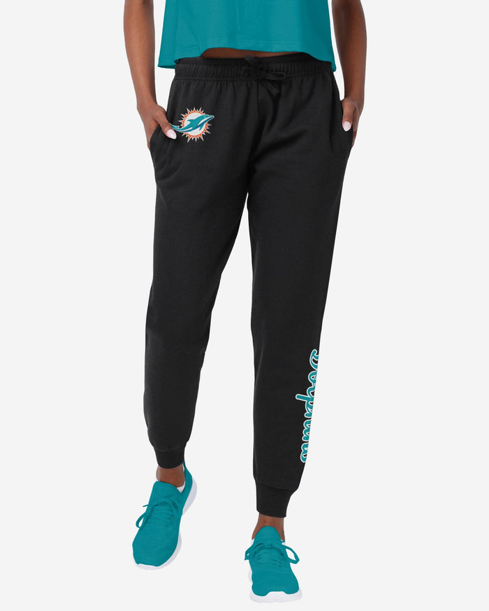 Miami Dolphins Womens Script Wordmark Black Joggers FOCO S - FOCO.com