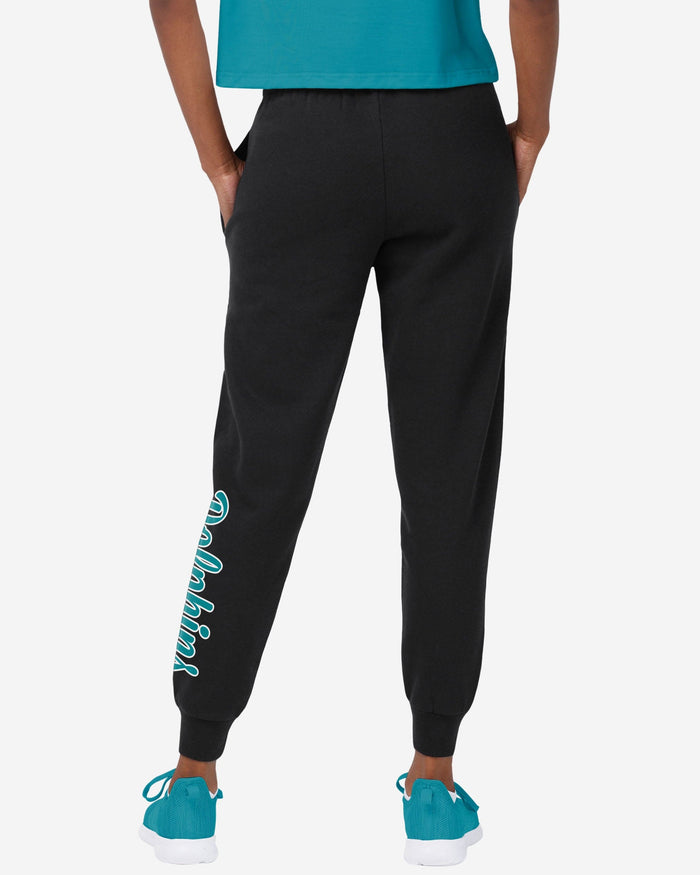 Miami Dolphins Womens Script Wordmark Black Joggers FOCO - FOCO.com